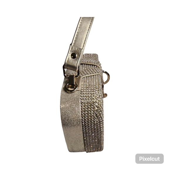 NWT Glamorous Alessia Silver Evening Bag with Lock Detail - Picture 4 of 11